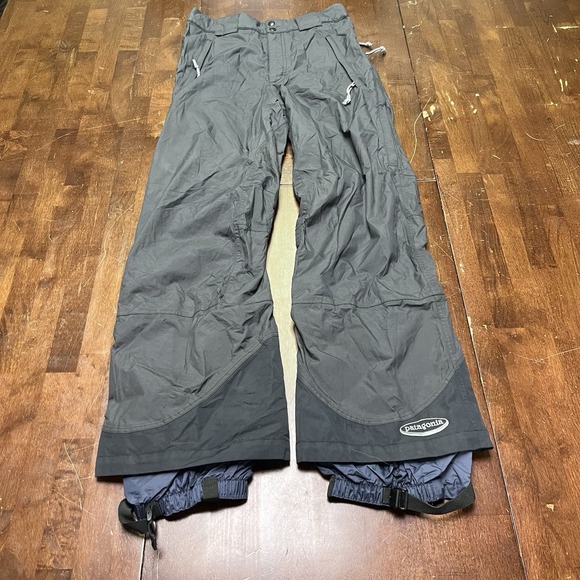 VINTAGE Patagonia Snow Pants Mens 30x29 Black Lined Ski Snowboard Nylon Logo 90s - Picture 1 of 7